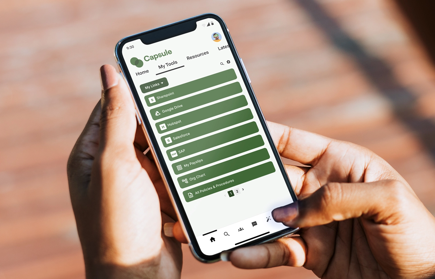 Oak Engage mobile app - app launcher